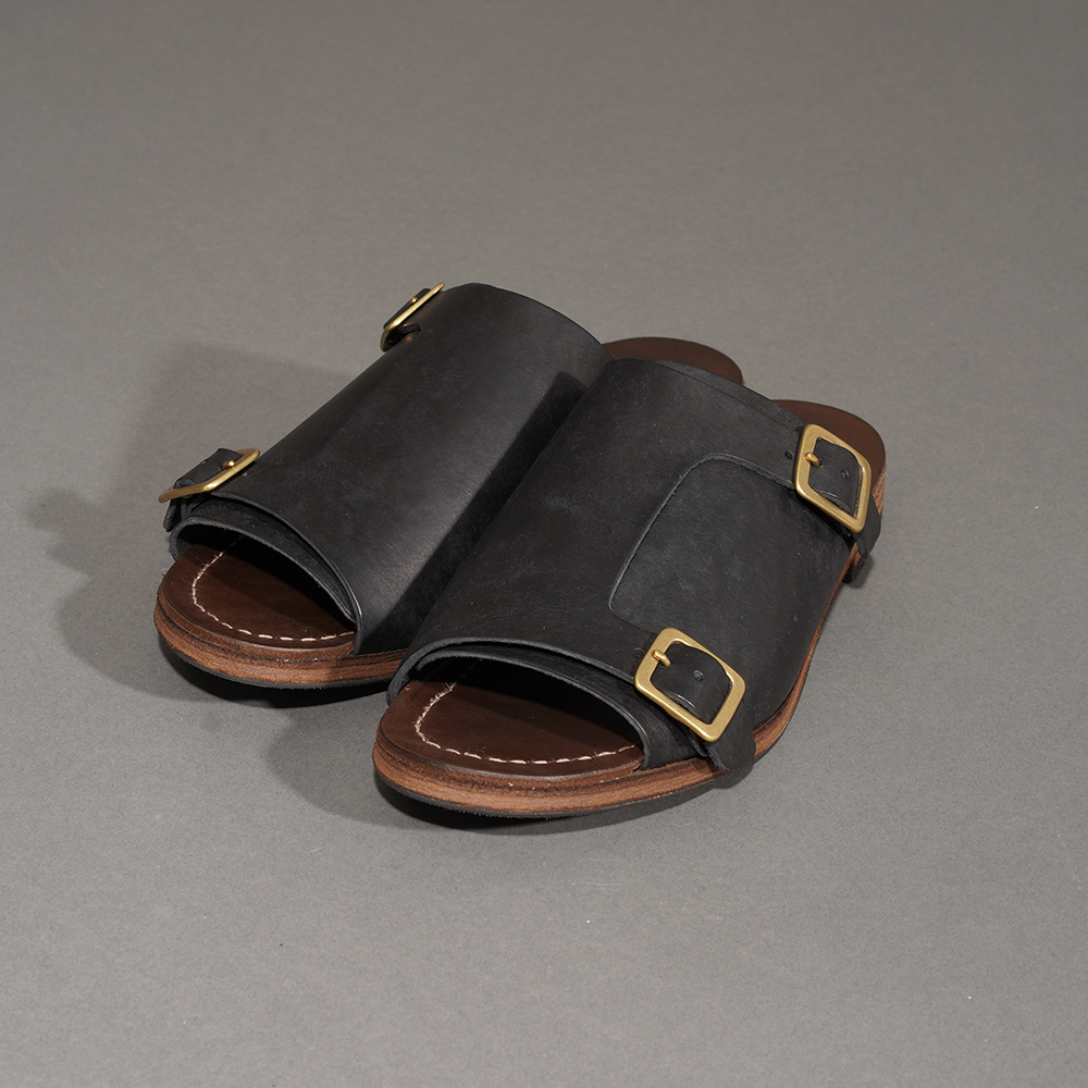 MOTO / モト「#1650 DOUBLE BUCKLE SANDAL / BLACK」ダブルバックルサンダル