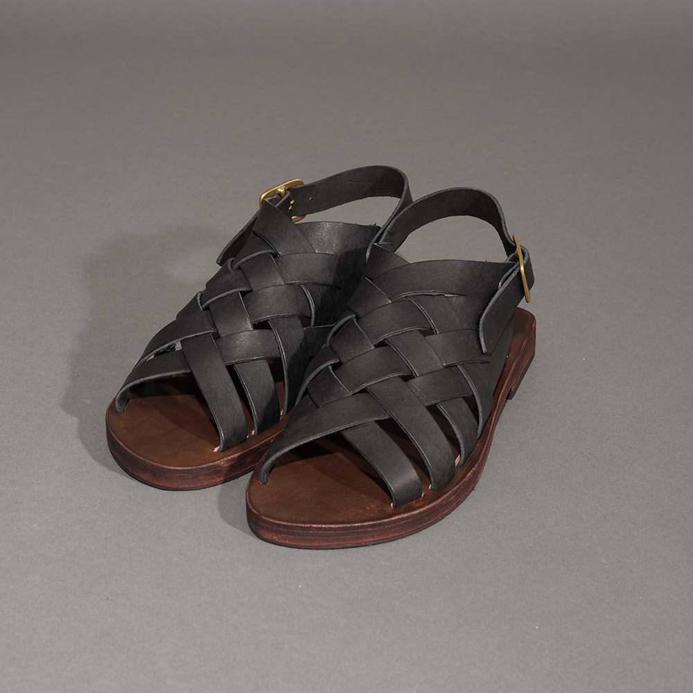 MOTO / モト「#1661 ITALIAN LEATHER MESH SANDAL / BLACK」イタリアンレザーメッシュサンダル