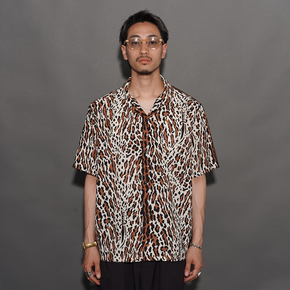 GANGSTERVILLE/ギャングスタービル「LEOPARD DAGGER - S/S SHIRTS / IVORY」オリジナルポリエステルS/Sシャツ