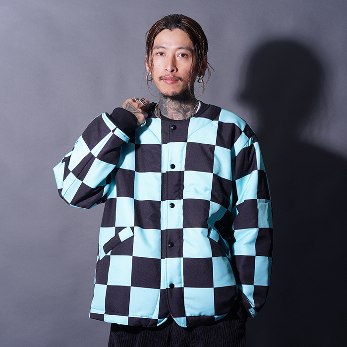 NTJ-250202 /「Checker Liner Jacket / TURQUOISE×BLACK」チェッカー