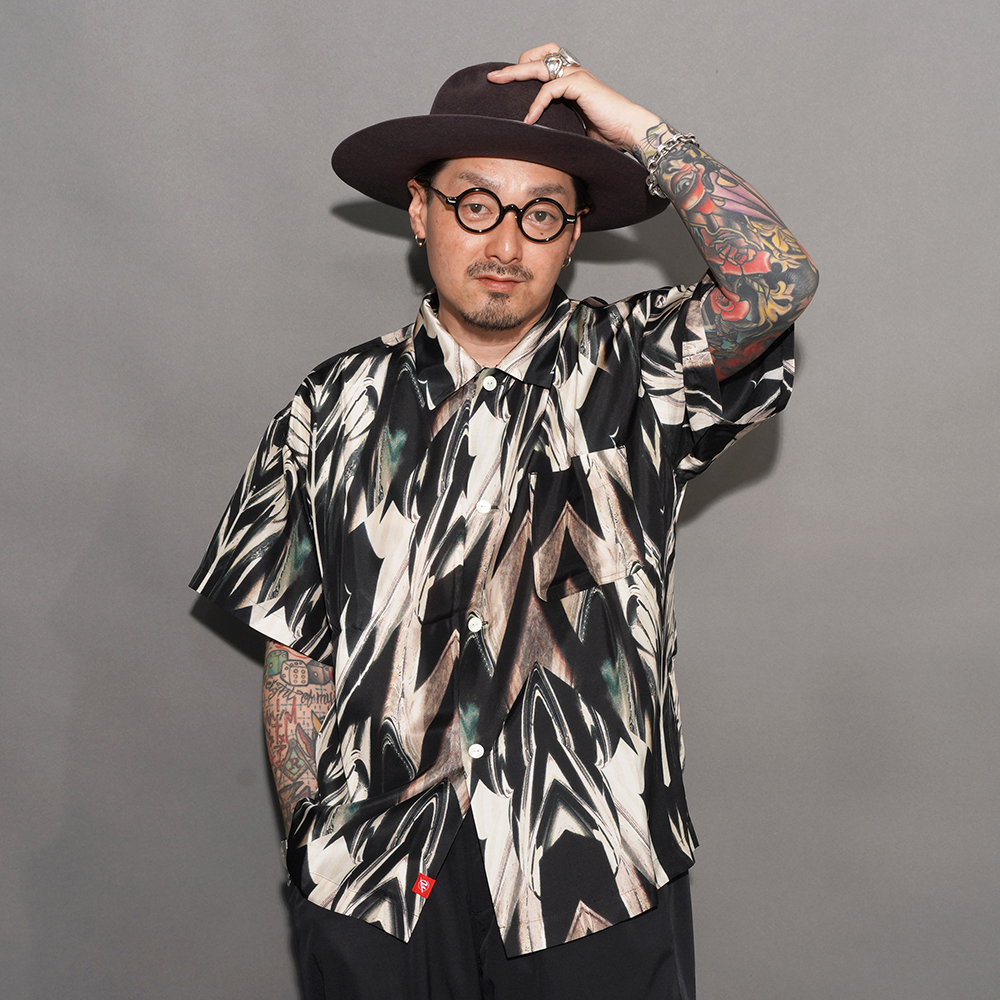 NASTOYS/ナストイズ「Atomic Silk S/S SHIRTS / BLACK」アトミック柄シルクS/Sシャツ