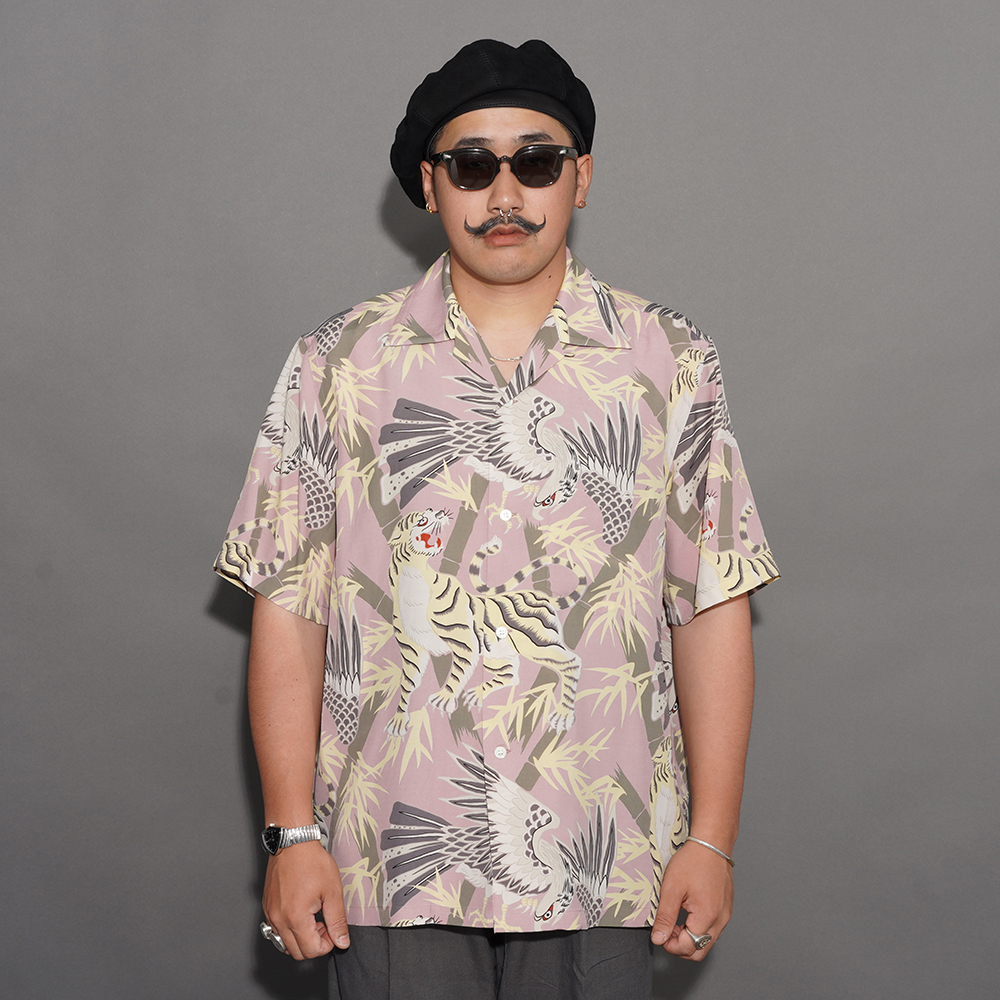 BY GLAD HAND/バイグラッドハンド「GLAD RAW - S/S HAWAIIAN SHIRT / PINK」オリジナルレーヨンシルク生地アロハS/Sシャツ