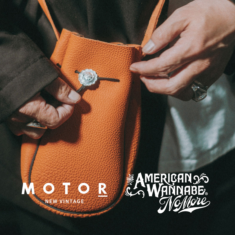【LIMITED ITEM】MOTOR / モーター「MOTOR “Leather Shoulder Pouch” EXCLUSIVE AMERICAN WANNABE NO MORE / ORANGE」レザーショルダーポーチ