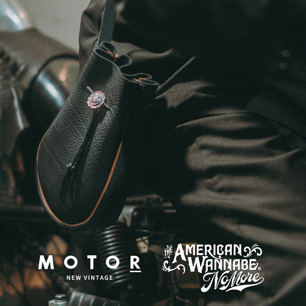 【LIMITED ITEM】MOTOR / モーター「MOTOR “Leather Shoulder Pouch” EXCLUSIVE AMERICAN WANNABE NO MORE / BLACK」レザーショルダーポーチ