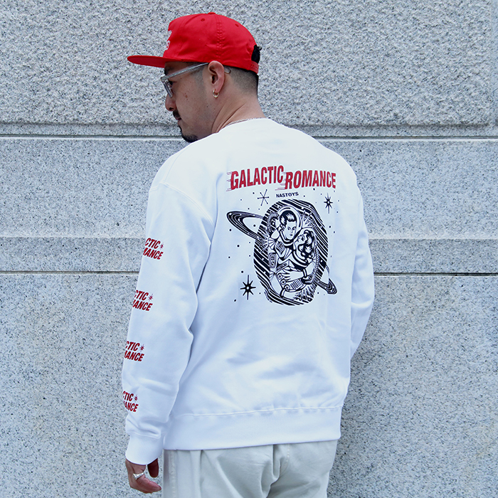 【限定】NASTOYS × LEN (TATTOO STUDIO YAMADA)「GALACTIC ROMANCE CREW SWEAT / WHITE」ギャラクティックロマンスクルーネックスウエット