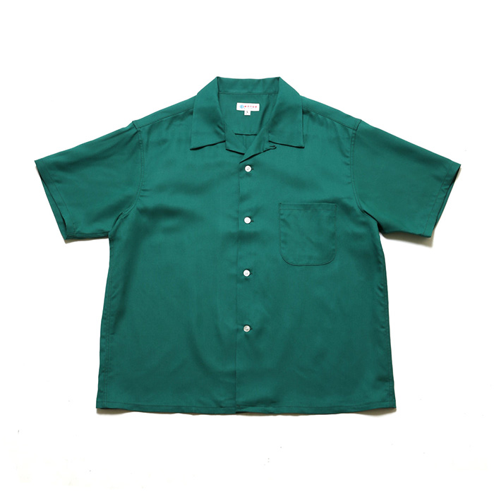 MOTOR / モーター「RAYON SHORT SLEEVE OPEN COLLAR SHIRTS / GREEN」レーヨン開襟半袖シャツ