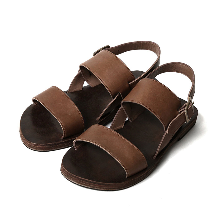 MOTO / モト「#16400 HORSEBUTT DOUBLE BELT SANDAL / SMOOTH BROWN