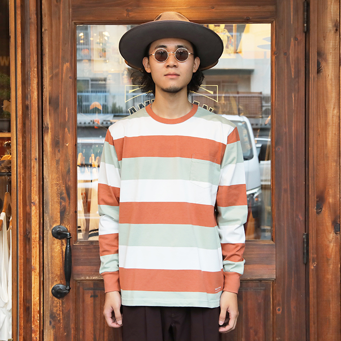 TROPHY CLOTHING/トロフィークロージング「3 Col Wide Border L/S Tee / ALMOND」ボーダーL/SＴシャツ