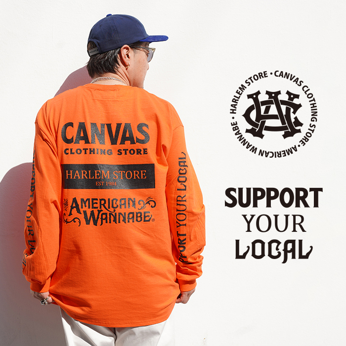 【限定】C.H.A「Support your local No 003 L/S TEE / ORANGE」サポートユアローカルL/S Tシャツ