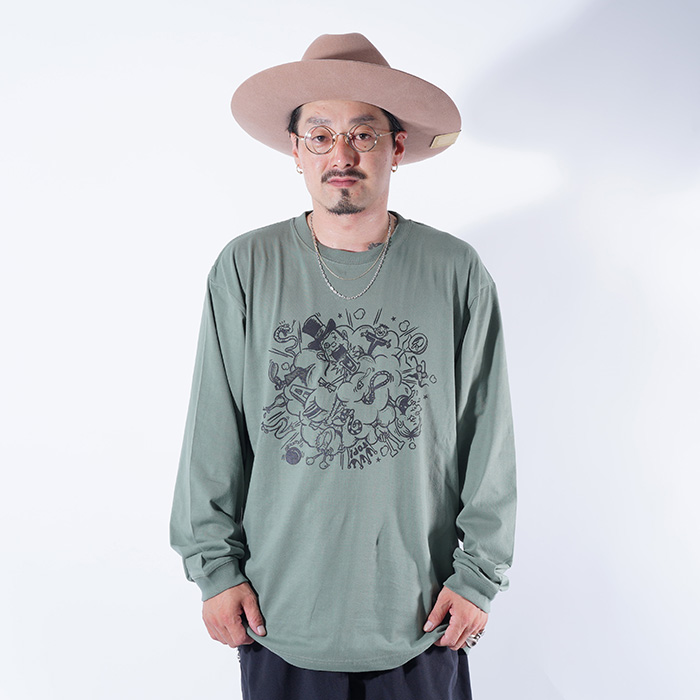 NASTOYS/ナストイズ「Play  L/S TEE / GREEN」プリントL/S Tシャツ