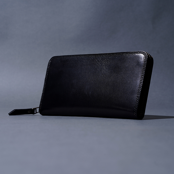 MOTO / モト「FW1D HAND-DYED ZIP LONG WALLET / BLACK」手染めジップロングウォレット