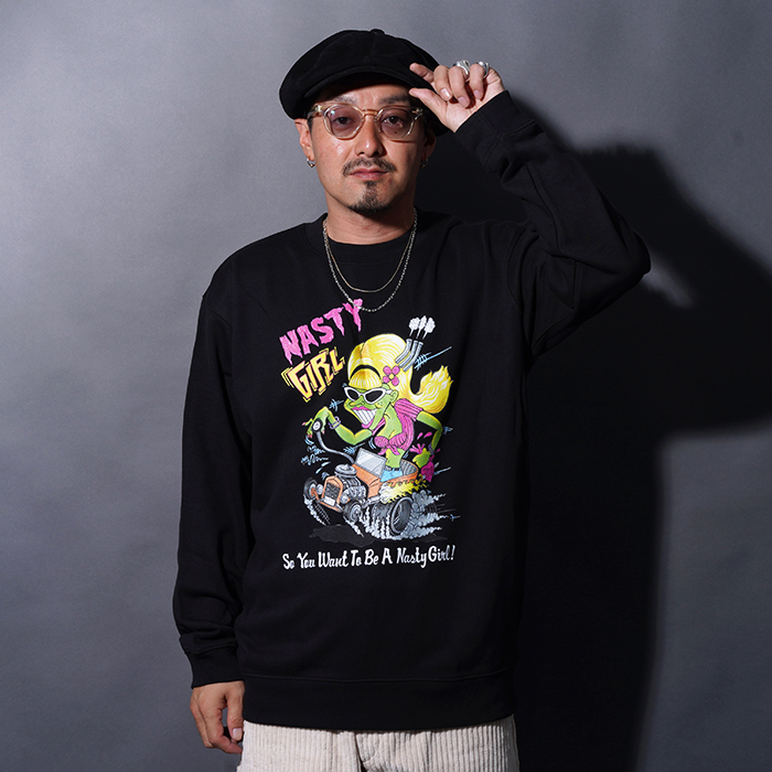 NTCB-250502 /「NASTY GIRL Crew Sweat / BLACK」クルーネックスウェット