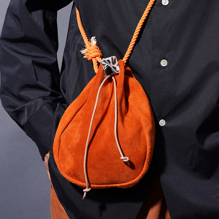 NASTOYS/ナストイズ「Suede  Leather Marine Bag / ORANGE」レザーショルダーバッグ
