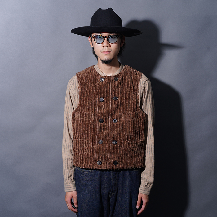 BLACK SIGN/ブラックサイン「1900s Jambo Cord Bohemian Vest / Cigar Brown」1900sジャンボコードボヘミアンベスト