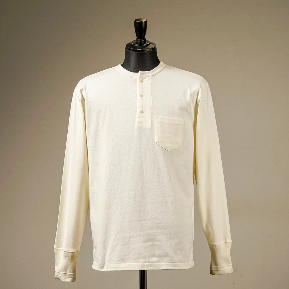 GLAD HAND / グラッドハンド「GH-26 STANDARD HENRY POCKET L/S T-SHIRTS / WHITE」ヘンリーネック長袖 Tシャツ