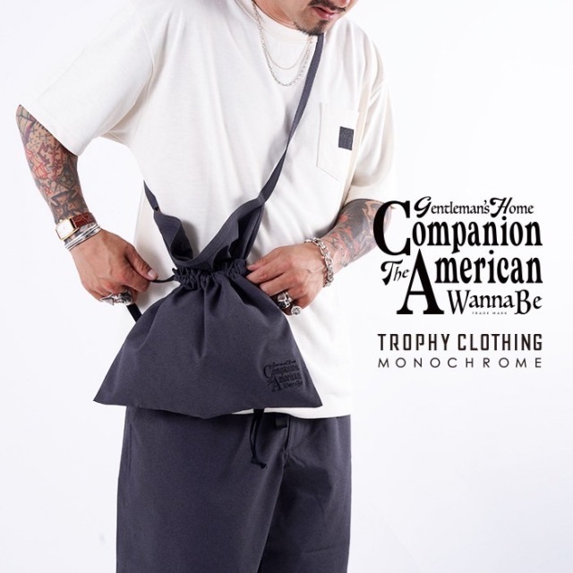 【LIMITED ITEM】TROPHY CLOTHING×AMERICAN WANNABE「"MONOCHROME" APRON BAG / CHARCOAL」エプロンバッグ