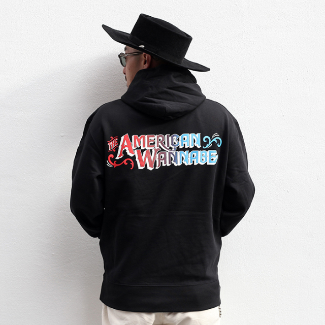 AMERICAN WANNABE/アメリカンワナビー「New Signboard Logo Sweat Parka / BLACK」スウェットパーカー