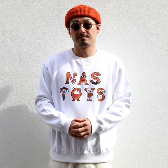 NASTOYS/ナストイズ「NASTY MONSTER Crew Sweat / WHITE」クルースウェット