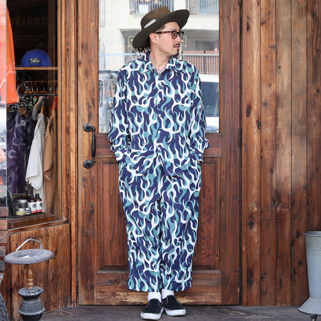 WEIRDO/ウィアード「PSYCHO FLAMES - L/S SHIRTS / BLUE」サイコ