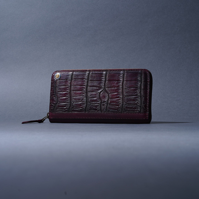 MOTO / モト「FW1  CROCODILE×CORDOVAN ZIP LONG WALLET / BURGUNDY」ヌメクロコ×コードバンジップロングウォレット