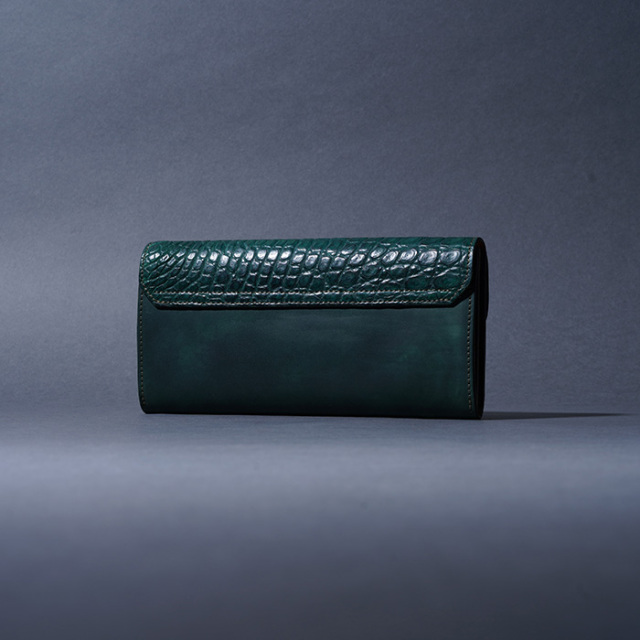MOTO / モト「LW2 CROCODILE×CORDOVAN LONG WALLET / GREEN