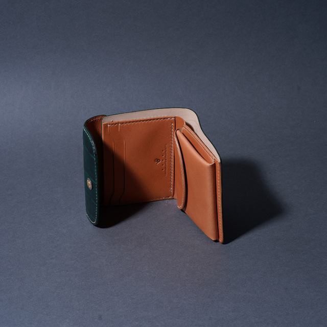moto モト　W5R　ROCADO コードバン MOTO / モト「W5 CROCODILE×CORDOVAN SHORT WALLET / GREEN