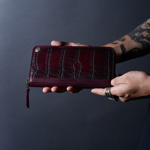 MOTO / モト「FW1 CROCODILE×CORDOVAN ZIP LONG WALLET / BURGUNDY
