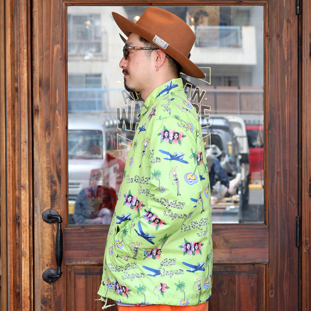 The Stylist Japan/ザスタイリストジャパン「ALOHA COACH JACKET / GREEN」アロハ柄コーチジャケット