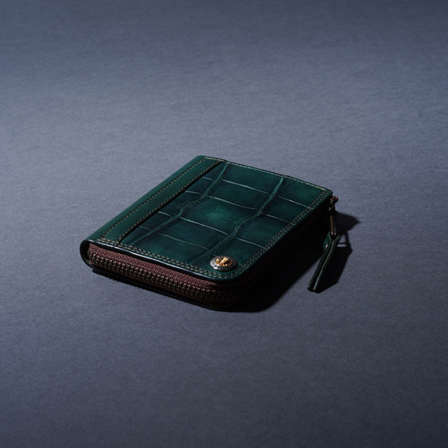 MOTO / モト「FW4 CROCODILE×BELGIUM TAN LEATHER COMPACT ZIP WALLET