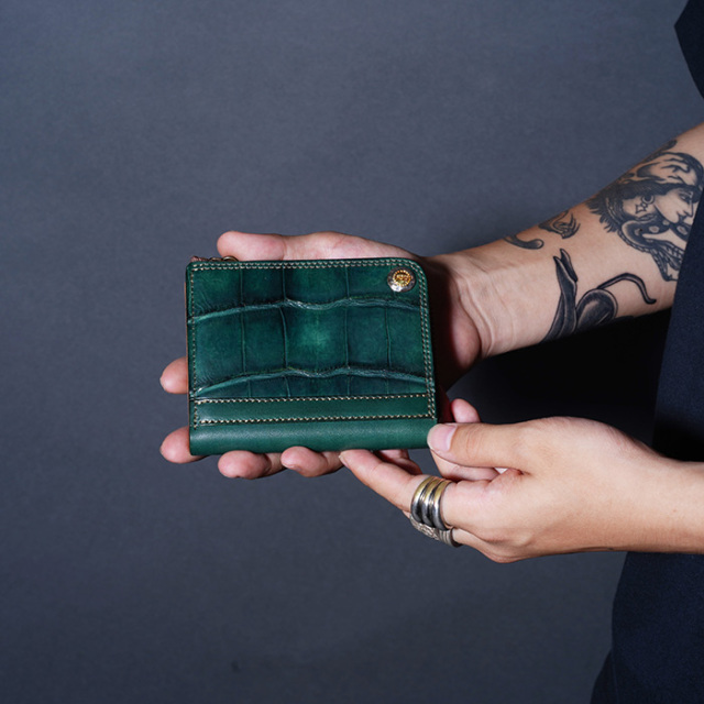 MOTO / モト「FW4 CROCODILE×BELGIUM TAN LEATHER COMPACT ZIP WALLET