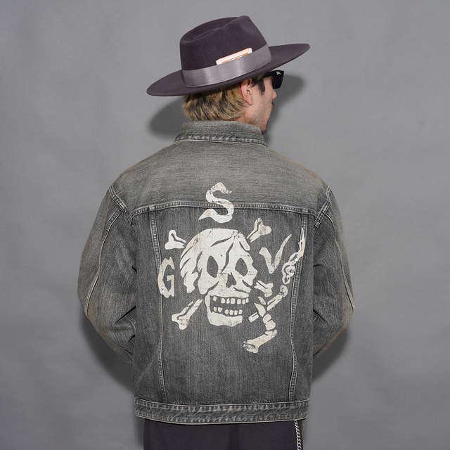 GANGSTERVILLE/ギャングスタービル「XXX - DENIM JACKET / BLACK」ユーズド加工デニムジャケット
