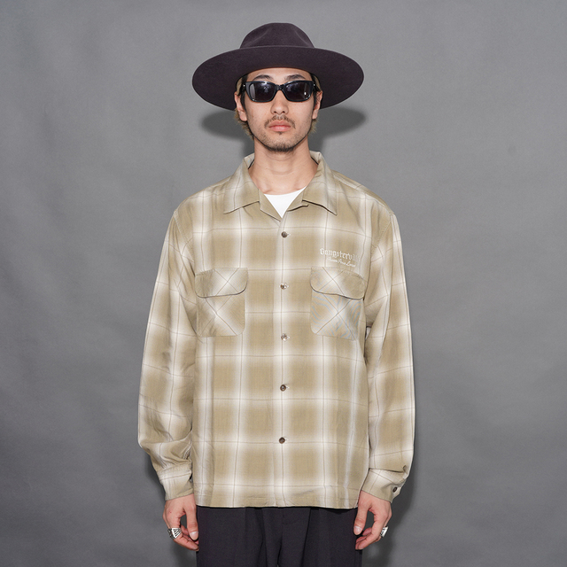 GANGSTERVILLE/ギャングスタービル「LOCOS - L/S SHIRTS / BEIGE」テンセルチェックL/Sシャツ