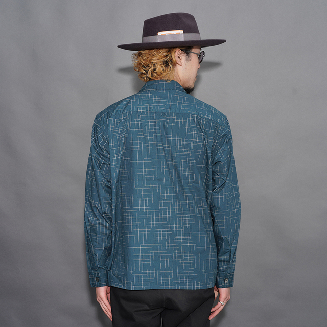 カラス　レア　北欧新品+invisibletシャツ TR26SS-404 /「Atomic Hawaiian L/S Shirt / GREEN」カスリL/Sシャツ