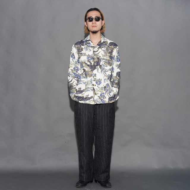 BSSL-26108 /「“Japanese Lion and Peony” Night Shirt / Salt White