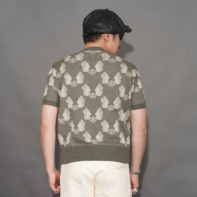 OC6112 /「FLYING WHEELS - SUMMER SWEATER / OLIVE」サマーセーター