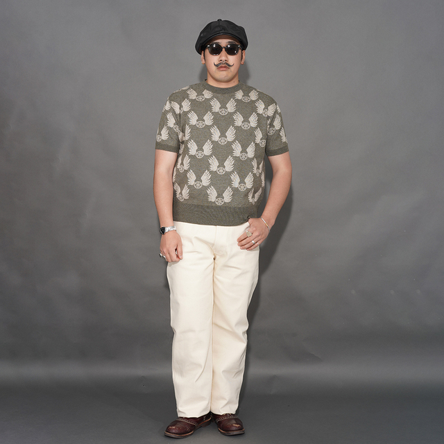 OC6112 /「FLYING WHEELS - SUMMER SWEATER / OLIVE」サマーセーター