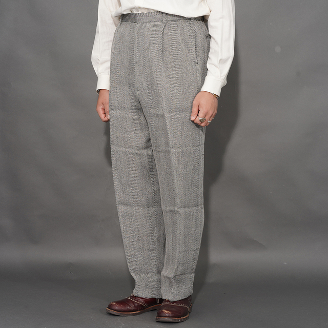 BY GLAD HAND/バイグラッドハンド「TROPICAL - TWO TUCK EASY TROUSERS  / BLACK」ツータックトラウザーズ