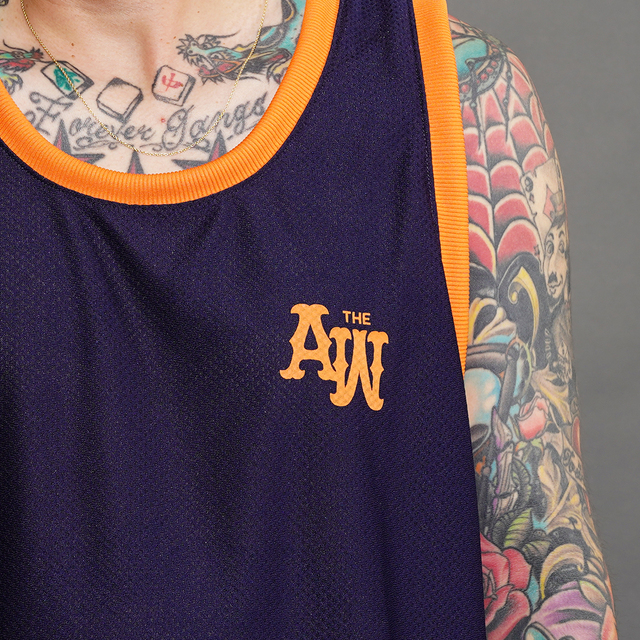 ✨✨ラグビータンクトップ短パンセット ネイビー/オレンジ　Mサイズ AWCO-260101 /「MESH TANK TOP / D.NAVY」メッシュタンクトップ