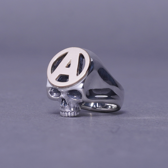 【受注】BLACKBOOTS×AMERICAN WANNABE「MEMORIES ANARCHY SKULL RING / 10k×SILVER」アナーキースカルリング