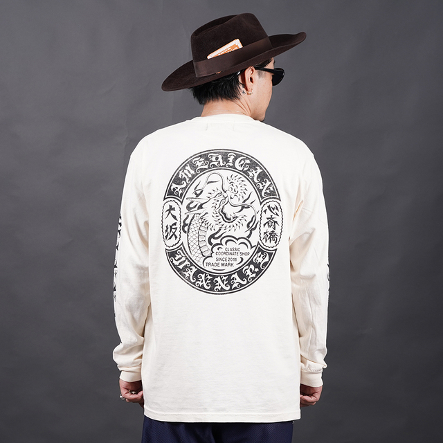 AWTB-260401 /「DRAGON Logo L/S TEE / WHITE」プリント長袖Tシャツ