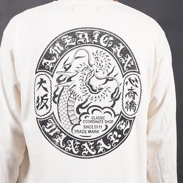 AWTB-260401 /「DRAGON Logo L/S TEE / WHITE」プリント長袖Tシャツ