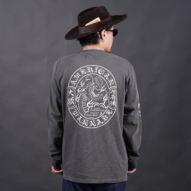 AWTB-260401 /「DRAGON Logo L/S TEE / BLACK」プリント長袖Tシャツ