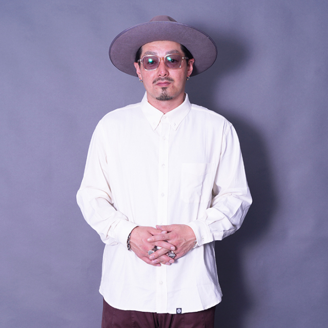 AMERICAN WANNABE/アメリカンワナビー「BUTTON-DOWN COLLAR SHIRT /  WHITE」ボタンダウンカラーL/Sシャツ