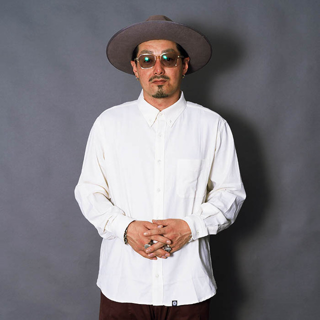 AMERICAN WANNABE/アメリカンワナビー「BUTTON-DOWN COLLAR SHIRT /  WHITE」ボタンダウンカラーL/Sシャツ