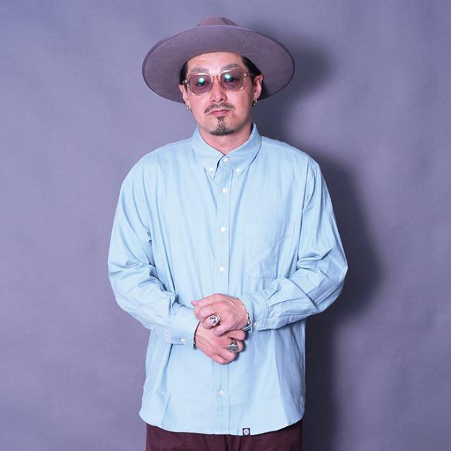 AMERICAN WANNABE/アメリカンワナビー「BUTTON-DOWN COLLAR SHIRT /  BLUE」ボタンダウンカラーL/Sシャツ