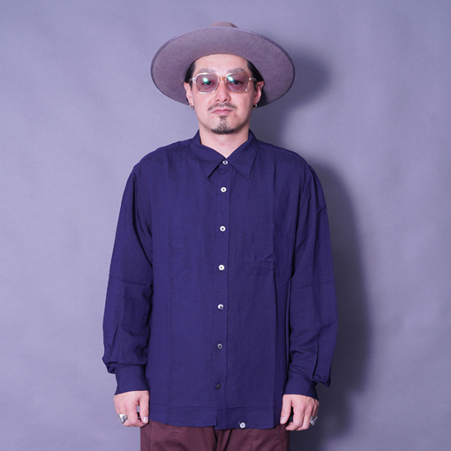 AWS-250202 /「REGULAR COLLAR SHIRT / NAVY」レギュラーカラーL/Sシャツ