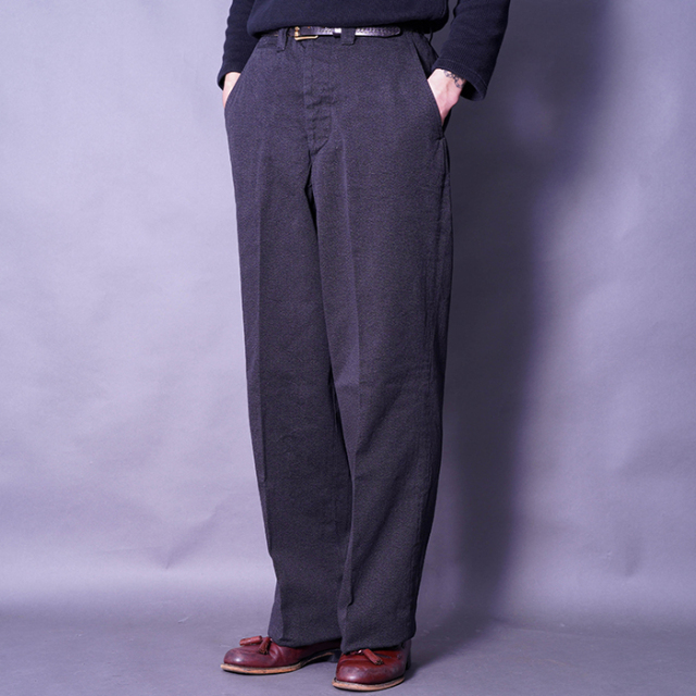 BLACK SIGN/ブラックサイン「Mock Twist Yarn Officer Trousers / Black Fog」撚り杢ツイルオフィサートラウザース