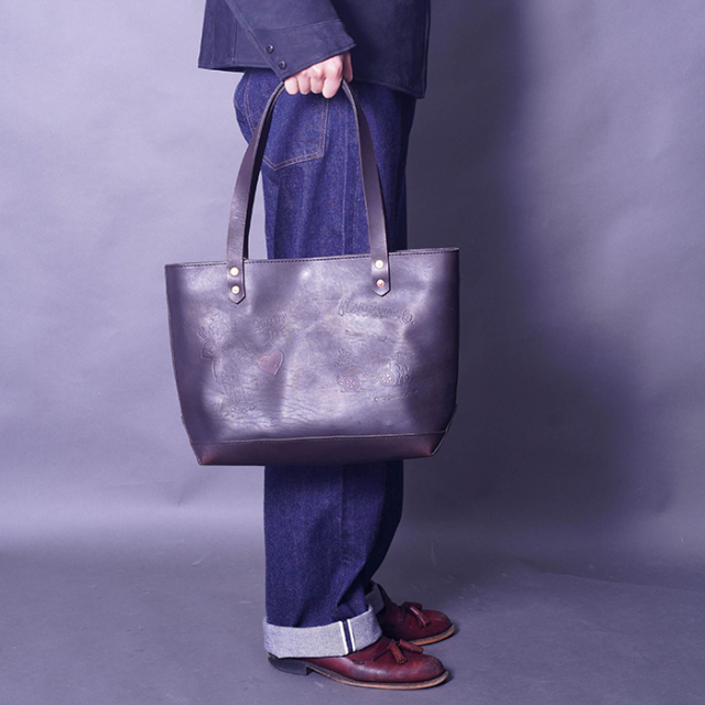 vasco × GLADHAND「LEATHER TRAVEL TOTE BAG / BLACK」レザートートバッグ