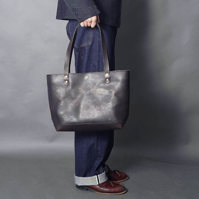 vasco × GLADHAND「LEATHER TRAVEL TOTE BAG / BLACK」レザートートバッグ