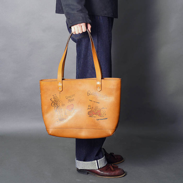 vasco × GLADHAND「LEATHER TRAVEL TOTE BAG / BROWN」レザートートバッグ